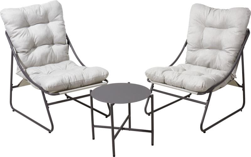 CONJUNTO JARDIM CINZA 3PCS 2 CADEIRAS E 1 MESA METAL