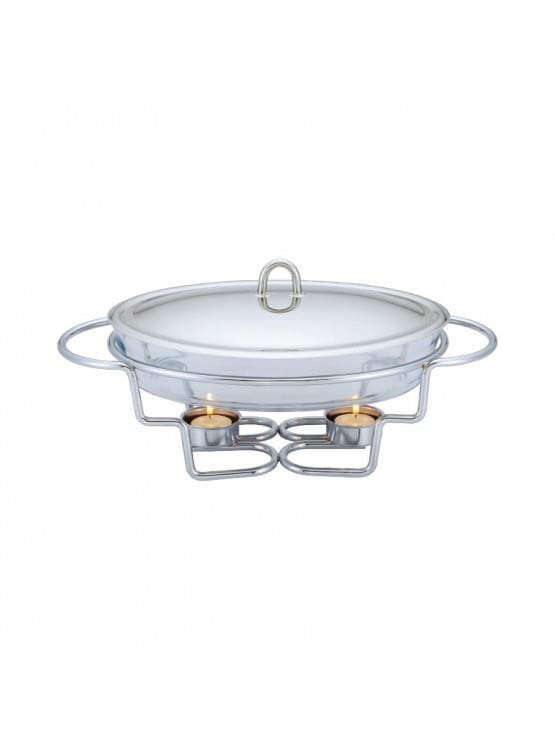 RECHAUD VIDRO OVAL COM TAMPA INOX 3 LITROS
