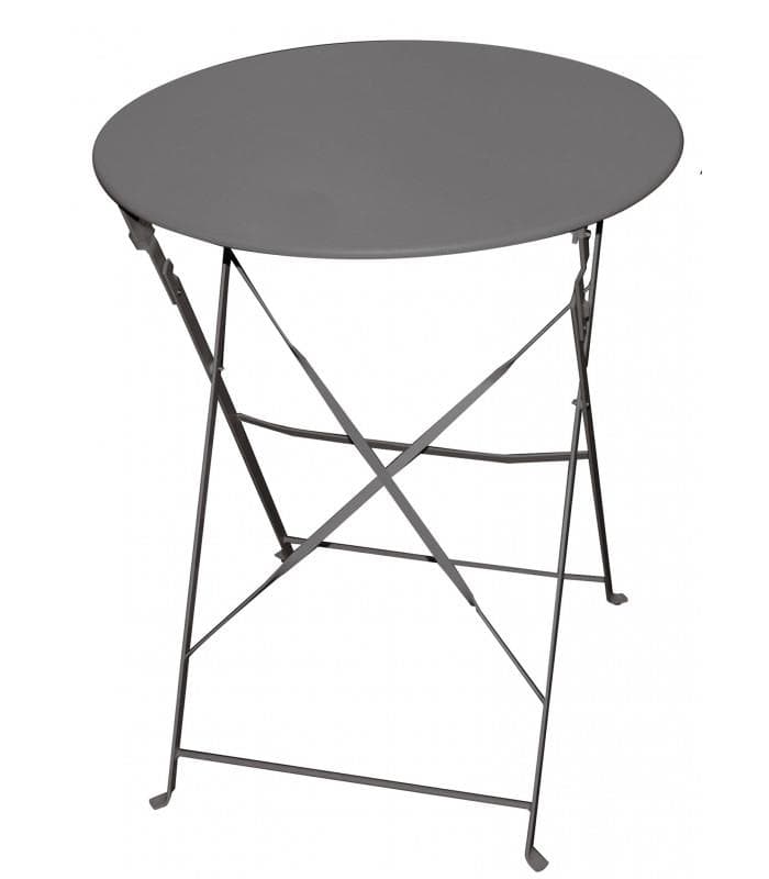 MESA DE JARDIM REDONDA DOBRÁVEL CINZA ESCURO