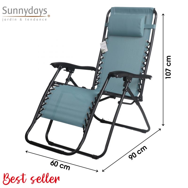 CADEIRA RELAX AZUL TURQUESA  L176X64 X H108/46CM