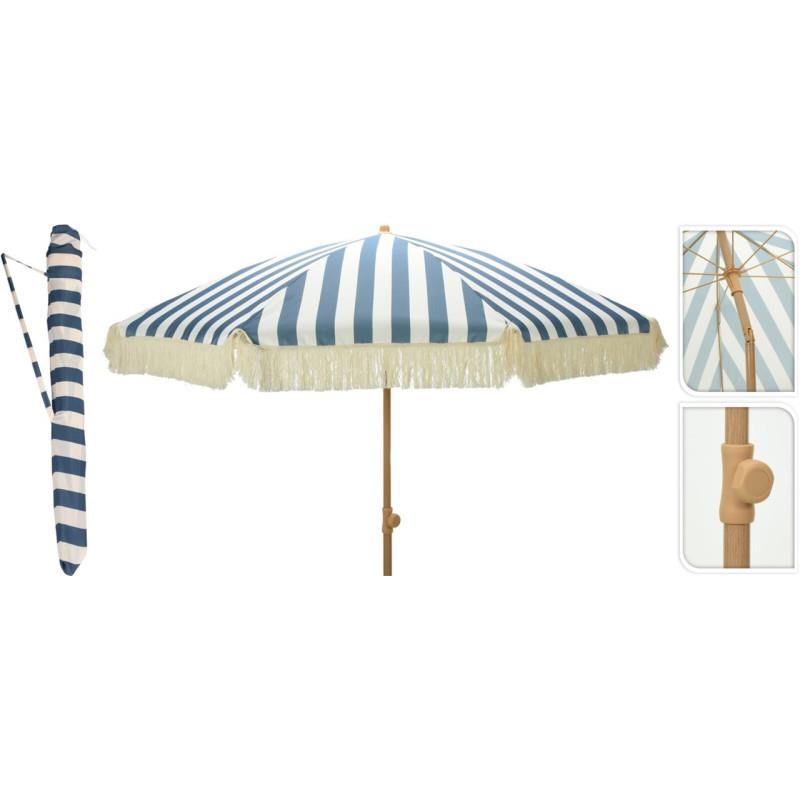 GUARDA SOL DE JARDIM 200CM LISTRADO AZUL E BRANCO