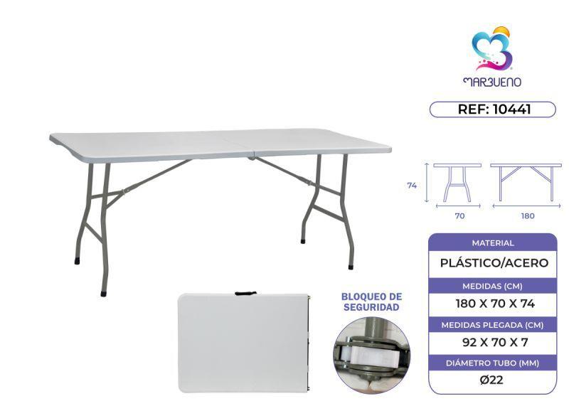 MESA DOBRÁVEL RESINA BRANCA 180X70X74 CM