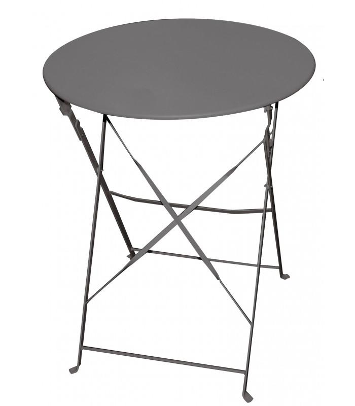 MESA DE JARDIM  REDONDA DOBRÁVEL CINZA ESCURO