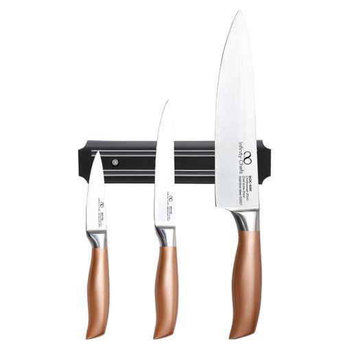 CONJUNTO 3 FACAS DE AÇO INOX INFINITY CHEFS + BARRA MAGNÉTICA