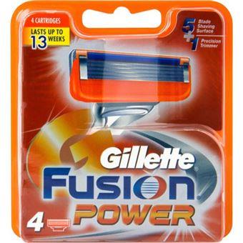 GILLETTE LÂMINAS FUSION  POWER RECARGA 4 UNIDADES