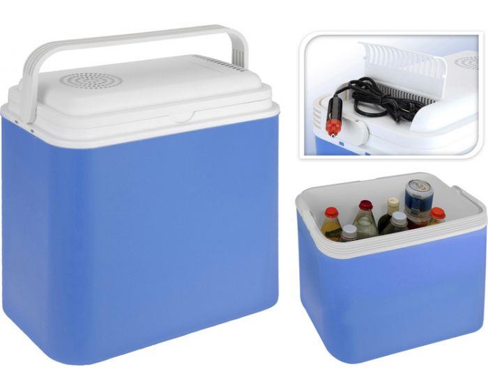 MALA TERMICA ELETRICA  24 L 12V.Com a sua capacidade de 24 L, esta geleira dar-lhe-á a oportunidade de transportar os seus alimentos, bem como as suas bebidas, mantendo-os frescos. Este cooler elétrico azul tem uma tampa branca com alça.