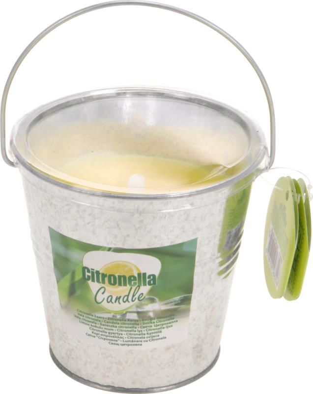 BALDE METAL COM VELA CITRONELA 10CM