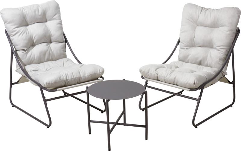 CONJUNTO JARDIM CINZA  3PCS 2 CADEIRAS E 1 MESA METAL