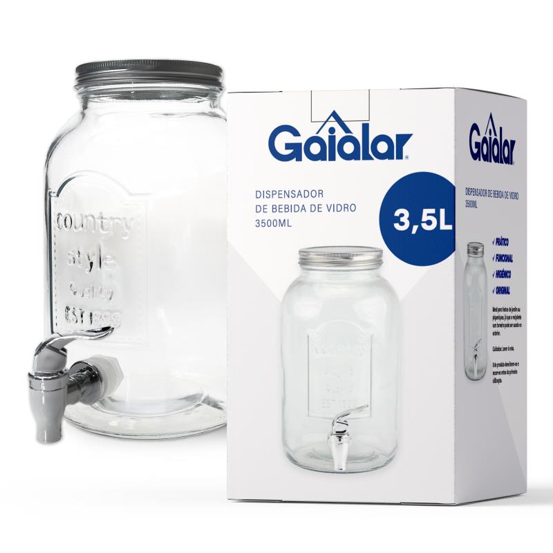 DISPENSADOR VIDRO PARA BEBIDAS COM TORNEIRA 3,5L